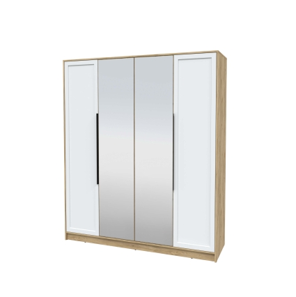 Шкаф распашной Тренд КТ-Ш4 (з) (Дуб золотой ЛДСП/ Белый ЛМДФ) Ш1800 В2128 Г547